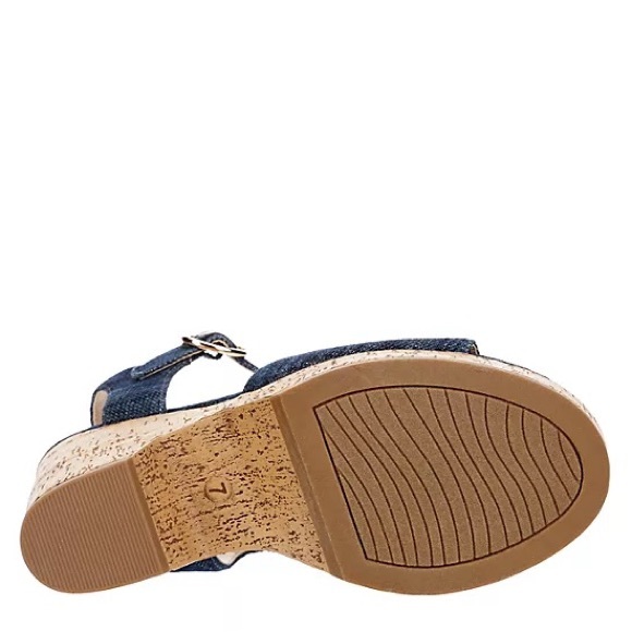 MICHAEL BY MICHAEL SHANNON WOMENS MARIA WEDGE SANDAL - DENIM, 8.5 - Picture 7 of 7